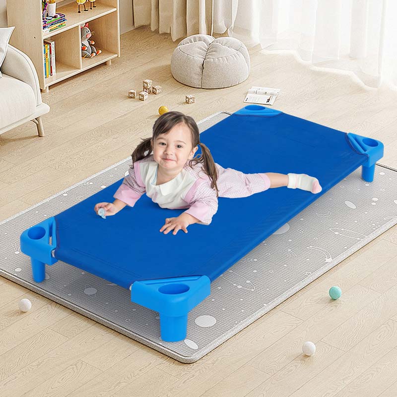 6 Pack 51" x 22.5" Stackable Daycare Cot for Preschool Kids Naptime Sleeping Cot Mat with Easy Lift Corner