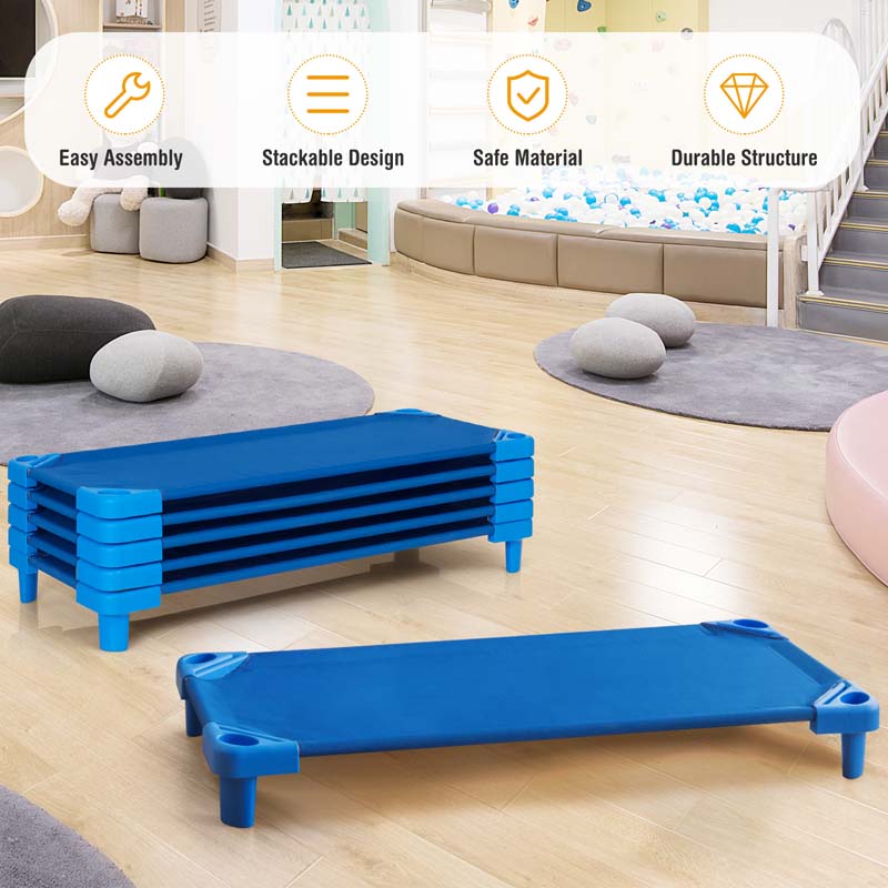6 Pack 51" x 22.5" Stackable Daycare Cot for Preschool Kids Naptime Sleeping Cot Mat with Easy Lift Corner