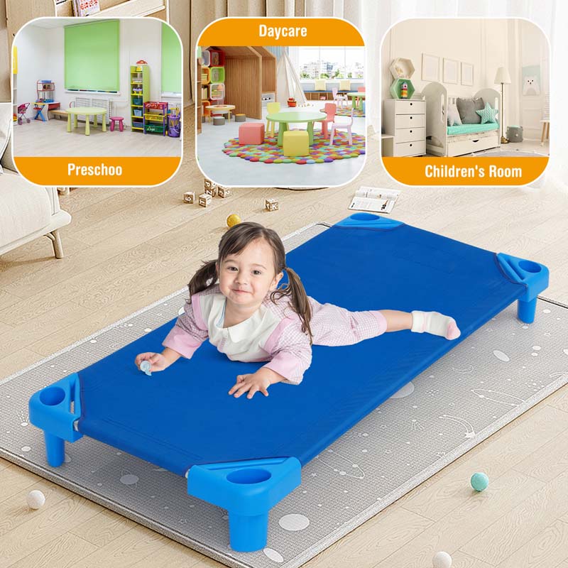 6 Pack 51" x 22.5" Stackable Daycare Cot for Preschool Kids Naptime Sleeping Cot Mat with Easy Lift Corner