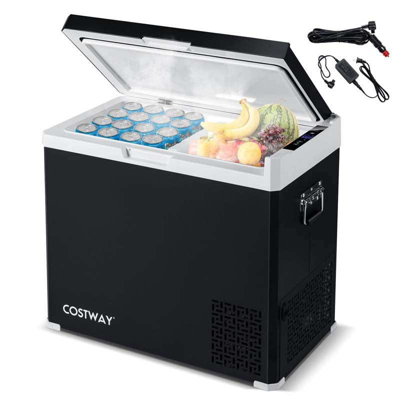 53QT Portable Car Fridge Freezer for Camping Travel, Dual-zone Electric Cooler w/-4?~68? Adjustable Range, 12/24V DC & 110-240V AC