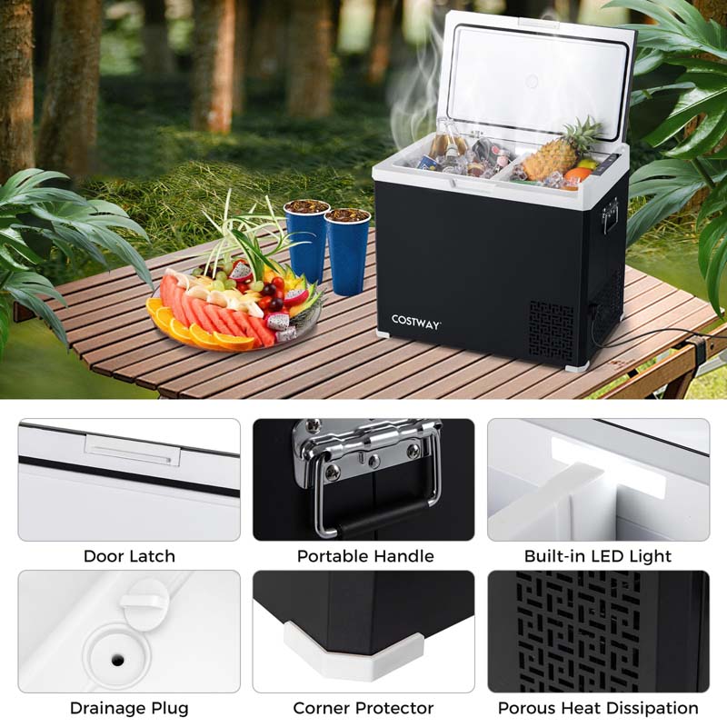 53QT Portable Car Fridge Freezer for Camping Travel, Dual-zone Electric Cooler w/-4?~68? Adjustable Range, 12/24V DC & 110-240V AC