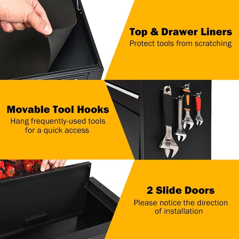 Heightened 6-Drawer Rolling Tool Chest Cabinet with Riser & Lock, 3 in 1 Big Toolbox Organizer for Workshop Garage