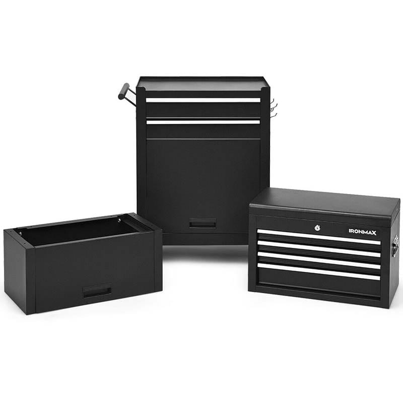 Heightened 6-Drawer Rolling Tool Chest Cabinet with Riser & Lock, 3 in 1 Big Toolbox Organizer for Workshop Garage