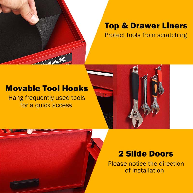 Heightened 6-Drawer Rolling Tool Chest Cabinet with Riser & Lock, 3 in 1 Big Toolbox Organizer for Workshop Garage