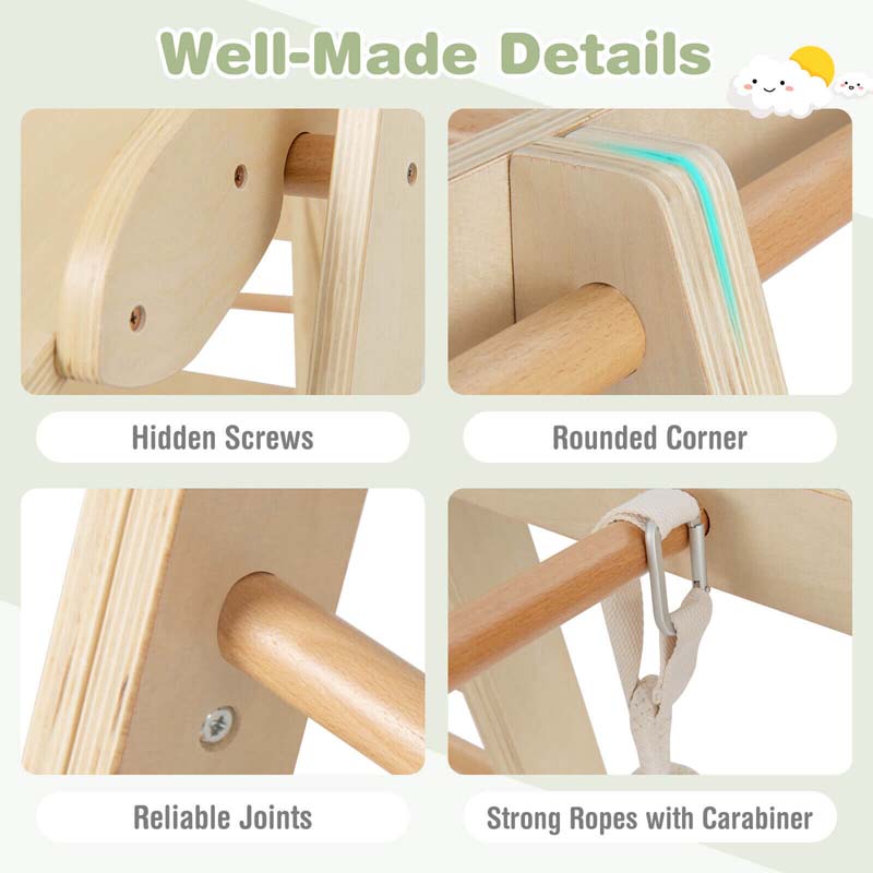 6-in-1 Wooden Kids Jungle Gym Playset with Slide Climbing Net, Indoor Playground Montessori Climbing Toys for Toddlers