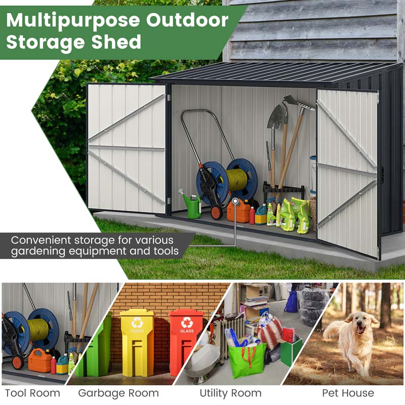 6.3 x 2.8 FT Metal Outdoor Utility Storage Cabinet w/Snap-on Structures & Lockable Door, Yard Garden Sheds for Bike Trash Cans