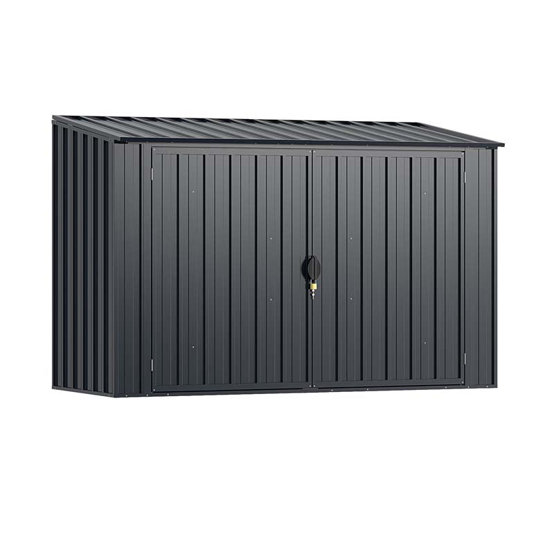 6.3 x 2.8 FT Metal Outdoor Utility Storage Cabinet w/Snap-on Structures & Lockable Door, Yard Garden Sheds for Bike Trash Cans