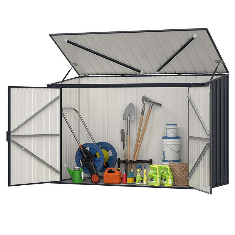 6.3 x 2.8 FT Metal Outdoor Utility Storage Cabinet w/Snap-on Structures & Lockable Door, Yard Garden Sheds for Bike Trash Cans