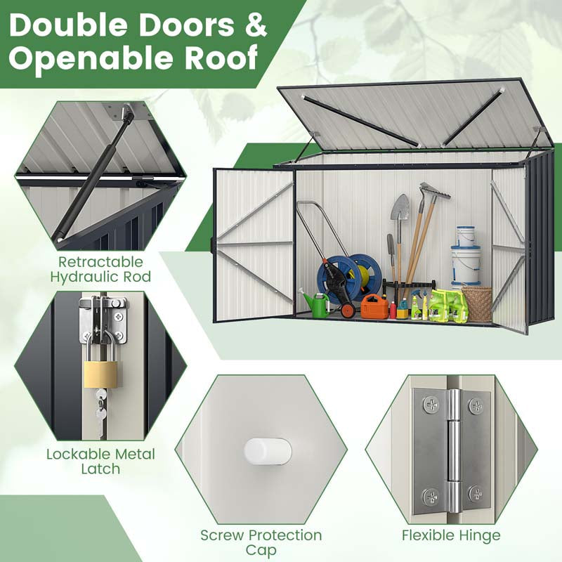 6.3 x 2.8 FT Metal Outdoor Utility Storage Cabinet w/Snap-on Structures & Lockable Door, Yard Garden Sheds for Bike Trash Cans