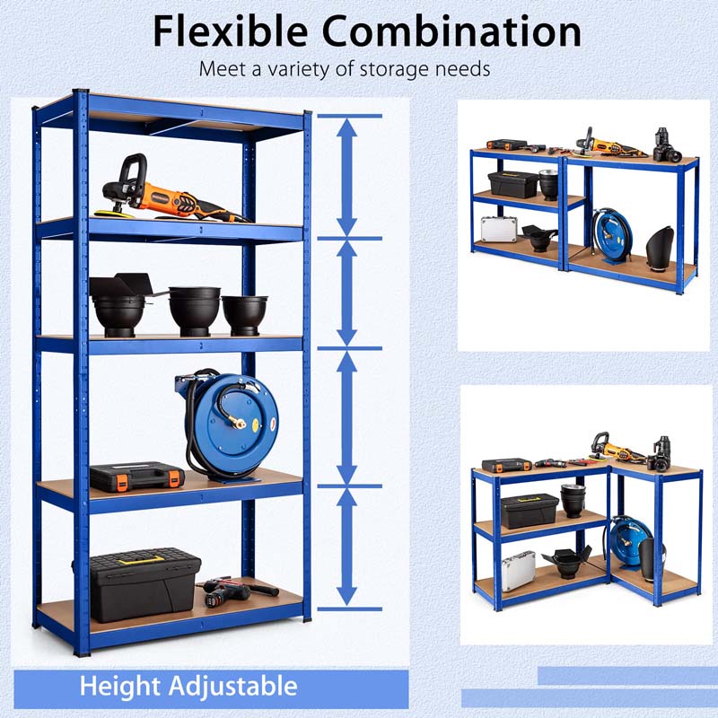 Blue 30" x 12" x 60" 5-Tier Storage Shelving Unit, 2000 lbs Capacity Heavy Duty Metal Utility Shelves, Adjustable Storage Racks