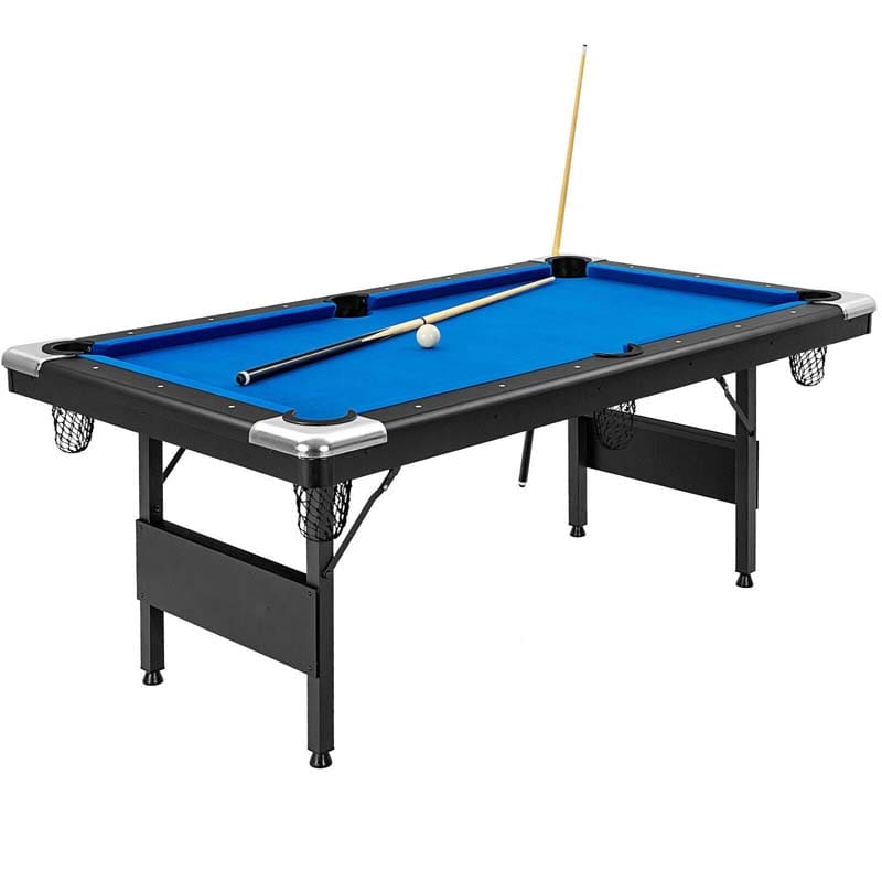 6 FT Folding Pool Table 76 Inch Portable Billiard Table with Locking Legs & Adjustable Feet