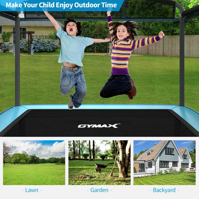6 FT Kids Trampoline with Swing & Enclosure Safety Net, ASTM Approved Toddler Rectangle Trampoline for 3-8 Year Old