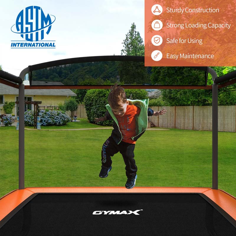 6 FT Kids Trampoline with Swing & Enclosure Safety Net, ASTM Approved Toddler Rectangle Trampoline for 3-8 Year Old