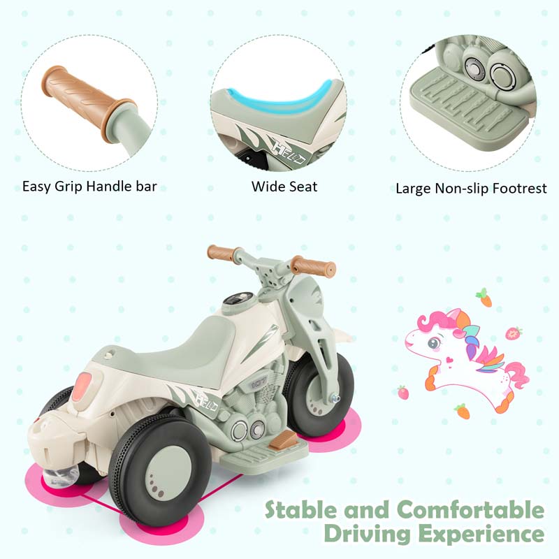 Kids Ride On Motorcycle with Bubble Maker, LED Light, Music, 6V Battery Powered 3-Wheel Electric Motorcycle for Toddler Gift