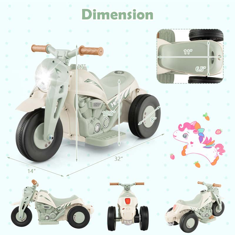 Kids Ride On Motorcycle with Bubble Maker, LED Light, Music, 6V Battery Powered 3-Wheel Electric Motorcycle for Toddler Gift
