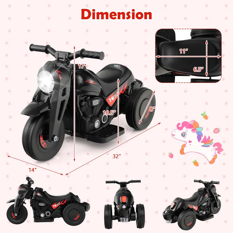 Kids Ride On Motorcycle with Bubble Maker, LED Light, Music, 6V Battery Powered 3-Wheel Electric Motorcycle for Toddler Gift