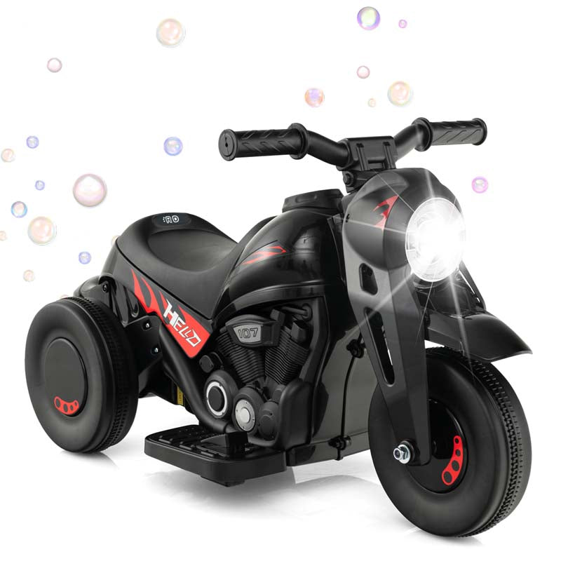 Kids Ride On Motorcycle with Bubble Maker, LED Light, Music, 6V Battery Powered 3-Wheel Electric Motorcycle for Toddler Gift