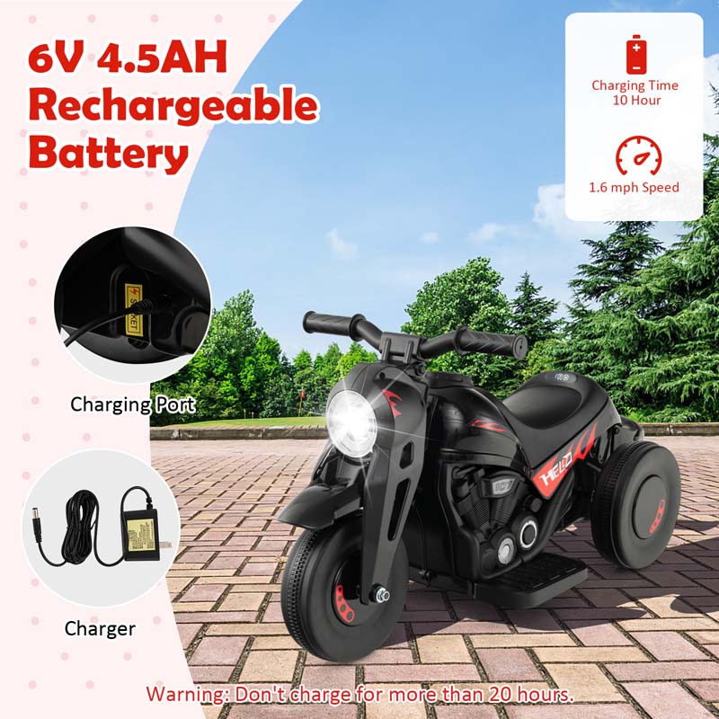 Kids Ride On Motorcycle with Bubble Maker, LED Light, Music, 6V Battery Powered 3-Wheel Electric Motorcycle for Toddler Gift