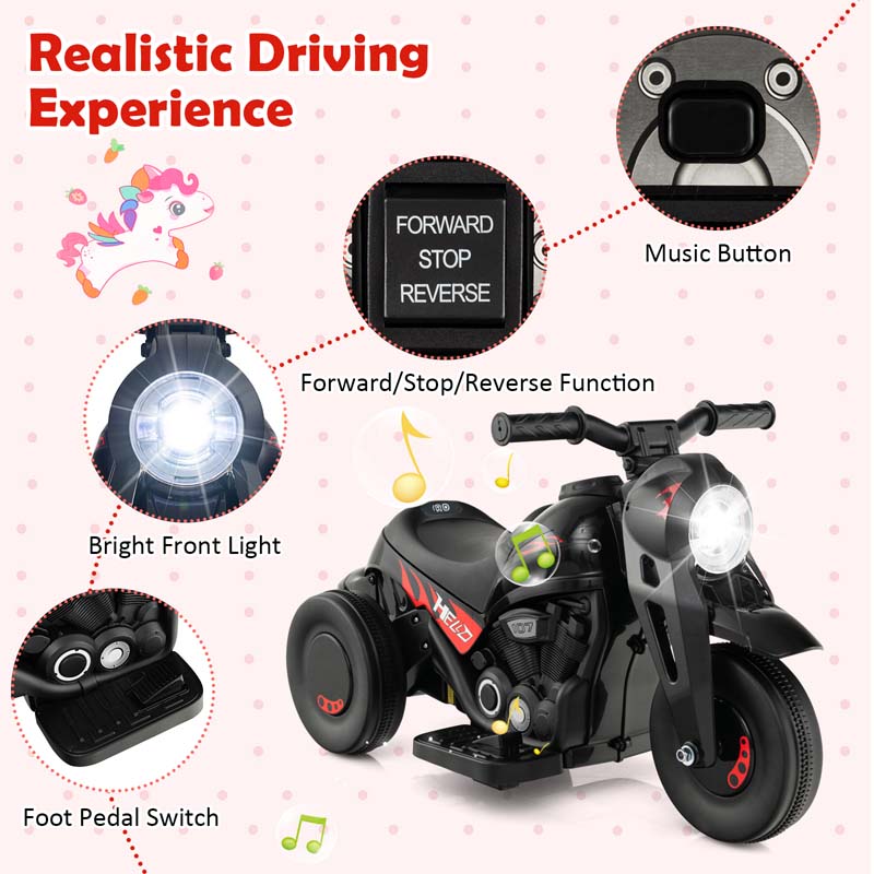 Kids Ride On Motorcycle with Bubble Maker, LED Light, Music, 6V Battery Powered 3-Wheel Electric Motorcycle for Toddler Gift