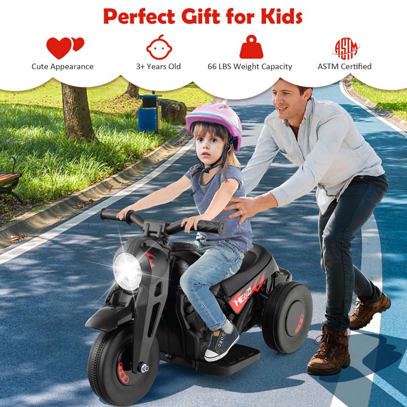 Kids Ride On Motorcycle with Bubble Maker, LED Light, Music, 6V Battery Powered 3-Wheel Electric Motorcycle for Toddler Gift