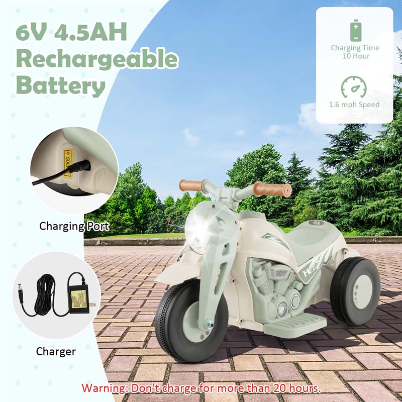 Kids Ride On Motorcycle with Bubble Maker, LED Light, Music, 6V Battery Powered 3-Wheel Electric Motorcycle for Toddler Gift