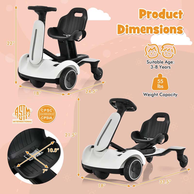 Kids Ride On Drift Car with 360° Spin & 2 Adjustable Heights , 6V Battery Powered Electric Vehicle Toddler Ride On Car Toy Gift