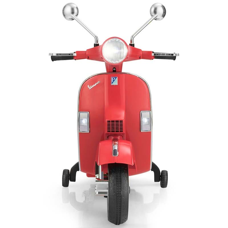 6V Kids Ride on Vespa Scooter Battery Powered Electric Riding Toy Motorcycle with Training Wheels