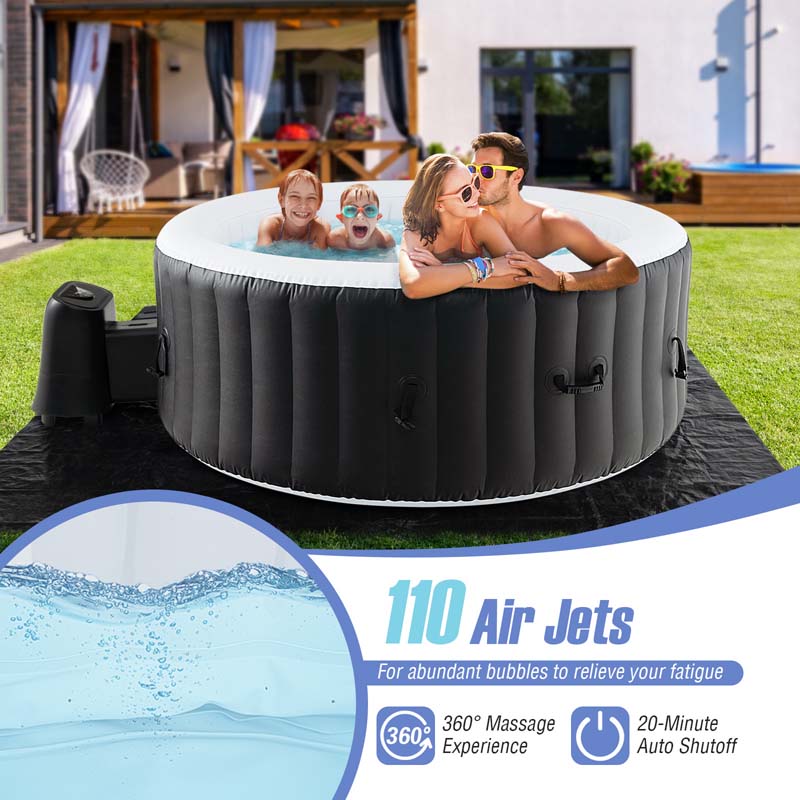 2-6 Person 70"/80" Inflatable SPA Pool Hottub with 110/130 Air Jets, Heater Pump, Portable Outdoor Water Spa Tub for Backyard