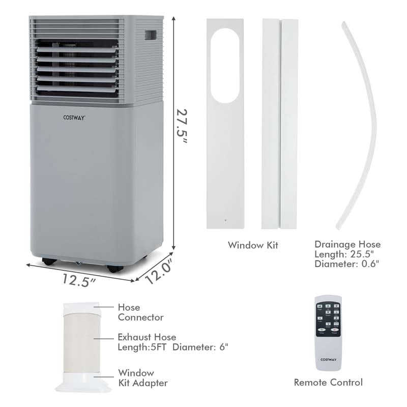 8000 BTU 3-in-1 Portable Air Conditioner Air Cooler Fan Dehumidifier with 4 Modes & 2 Speeds, Remote Control