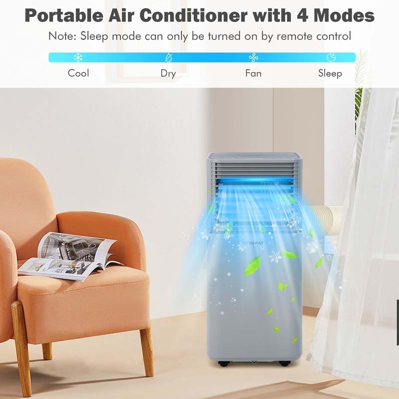 8000 BTU 3-in-1 Portable Air Conditioner Air Cooler Fan Dehumidifier with 4 Modes & 2 Speeds, Remote Control
