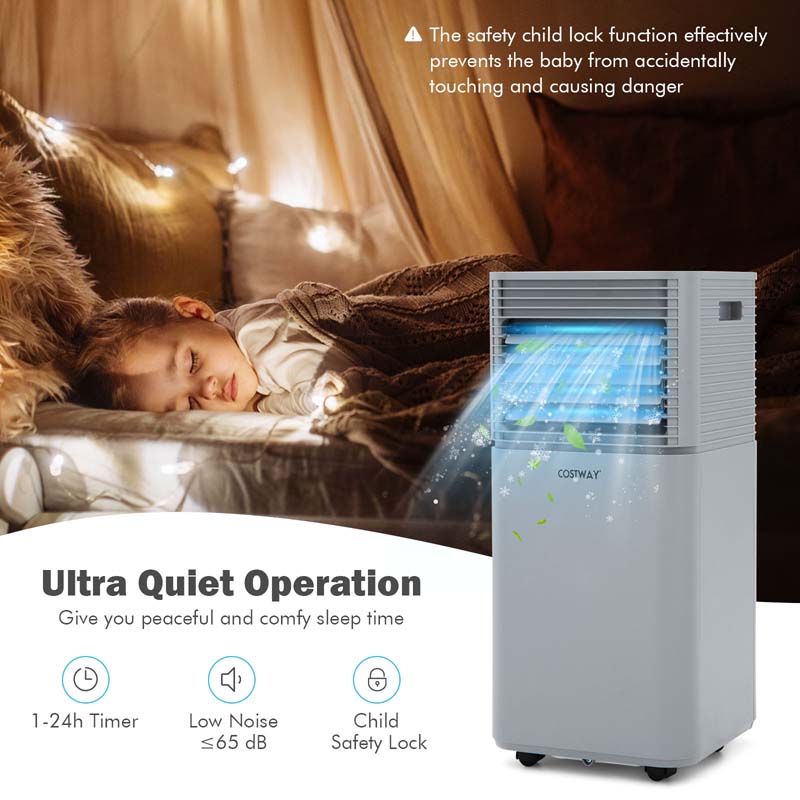 8000 BTU 3-in-1 Portable Air Conditioner Air Cooler Fan Dehumidifier with 4 Modes & 2 Speeds, Remote Control
