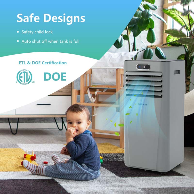 8000 BTU 3-in-1 Portable Air Conditioner Air Cooler Fan Dehumidifier with Remote, 24H Timer, Child Lock