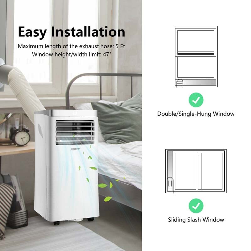 8000 BTU 3-in-1 Portable Air Conditioner Air Cooler Fan Dehumidifier with Remote Control, 24H Timer