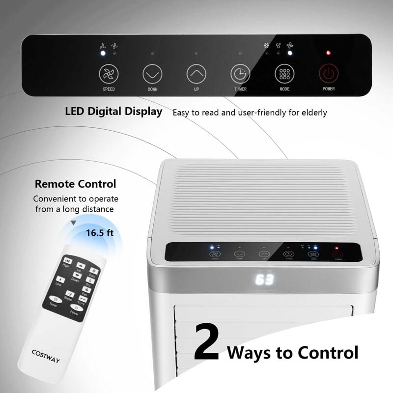 8000 BTU 3-in-1 Portable Air Conditioner Air Cooler Fan Dehumidifier with Remote Control, 24H Timer