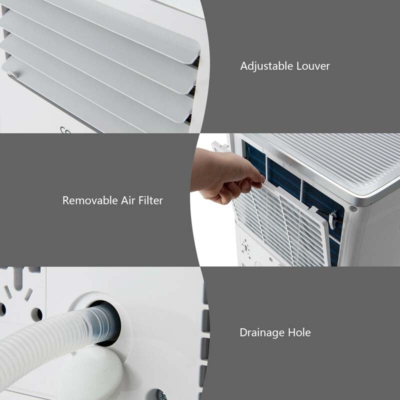 8000 BTU 3-in-1 Portable Air Conditioner Air Cooler Fan Dehumidifier with Remote Control, 24H Timer