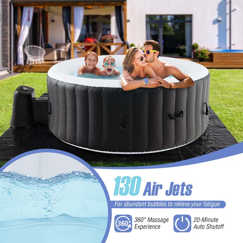 2-6 Person 70"/80" Inflatable SPA Pool Hottub with 110/130 Air Jets, Heater Pump, Portable Outdoor Water Spa Tub for Backyard