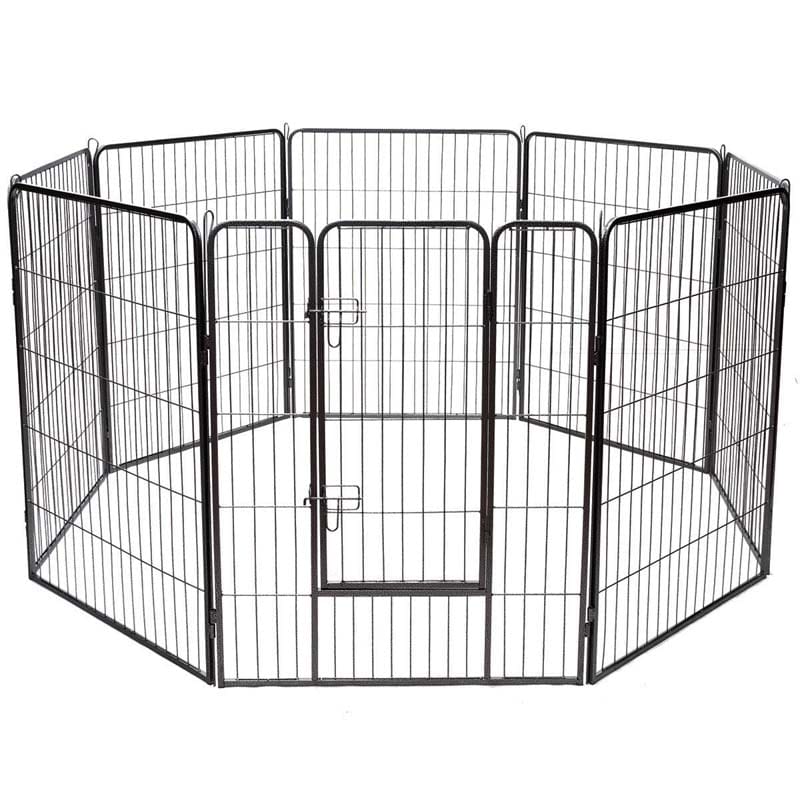 40" 16/8 Panel Pet Playpen with Door, Foldable Dog Exercise Pen, Metal Dog Puppy Cat Fence Barrier Kennel