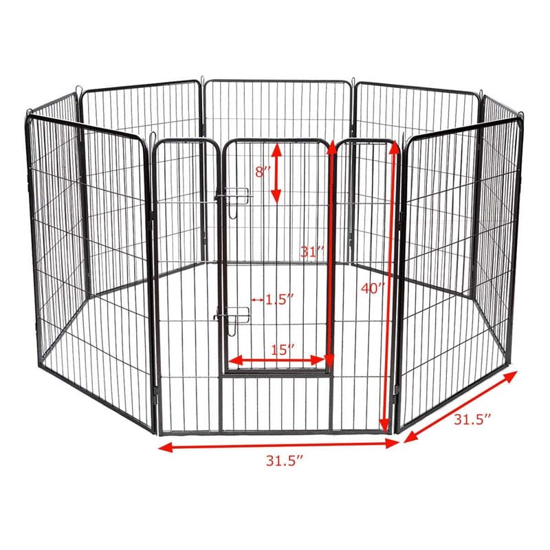 40" 16/8 Panel Pet Playpen with Door, Foldable Dog Exercise Pen, Metal Dog Puppy Cat Fence Barrier Kennel
