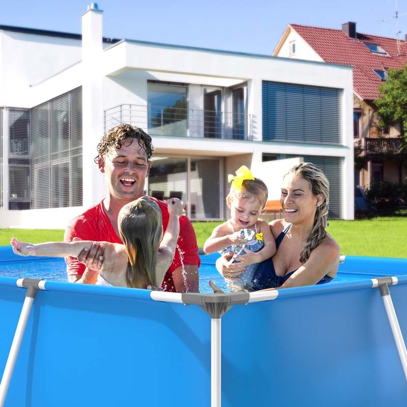 10 x 6.7 x 2.5 FT Rectangular Above Ground Pool with Pool Cover, CPSIA Certified Steel Frame Outdoor Swimming Pool
