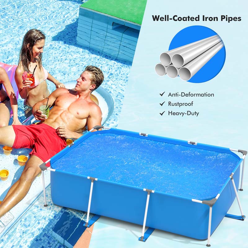 10 x 6.7 x 2.5 FT Rectangular Above Ground Pool with Pool Cover, CPSIA Certified Steel Frame Outdoor Swimming Pool