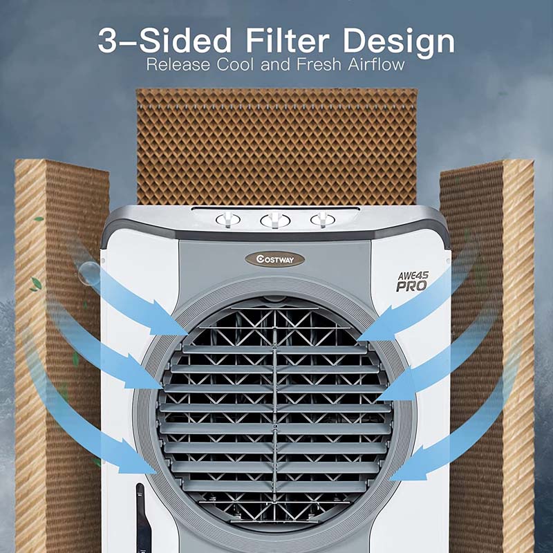 9740 CFM Portable Industrial Evaporative Cooler 4-in-1 Air Cooling Fan Humidifier Purifer with 45L Water Tank