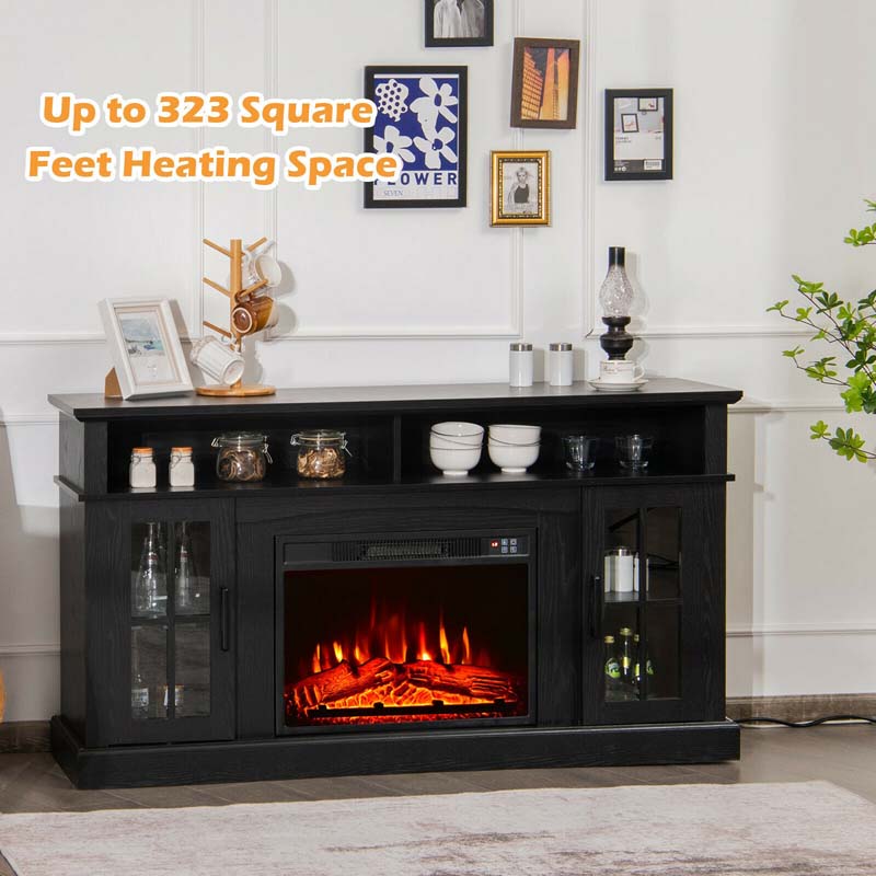 58" TV Console with 23" Fireplace Insert, Fireplace TV Stand for TVs up to 65 Inches, 1400W Electric Fireplace Heater