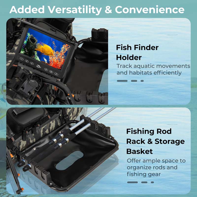 350LBS Inflatable Belly Boat with Fish Finder Holder, Rod Rack, Fish Ruler, Storage Boxes, Portable Backpack Fishing Float Tube
