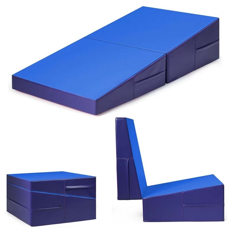 Folding Incline Gymnastics Wedge Mat with Carrying Handles, Gym Fitness Tumbling Mat for Training Home Exercise Aerobics