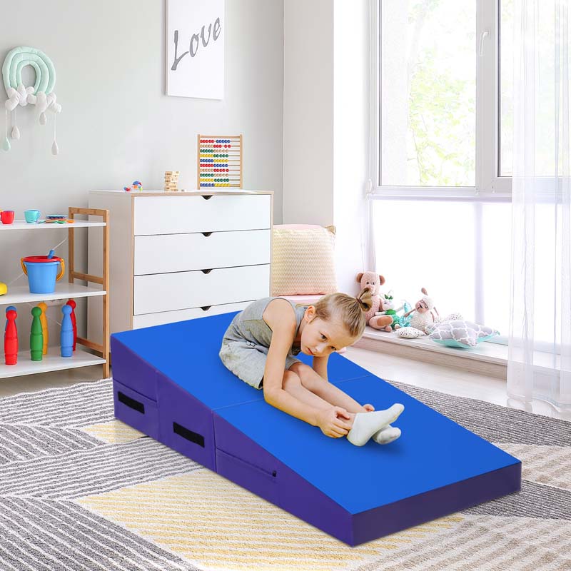 Folding Incline Gymnastics Wedge Mat with Carrying Handles, Gym Fitness Tumbling Mat for Training Home Exercise Aerobics