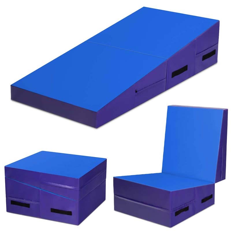 Folding Incline Gymnastics Wedge Mat with Carrying Handles, Gym Fitness Tumbling Mat for Training Home Exercise Aerobics
