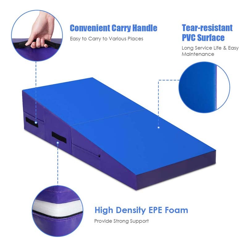 Folding Incline Gymnastics Wedge Mat with Carrying Handles, Gym Fitness Tumbling Mat for Training Home Exercise Aerobics