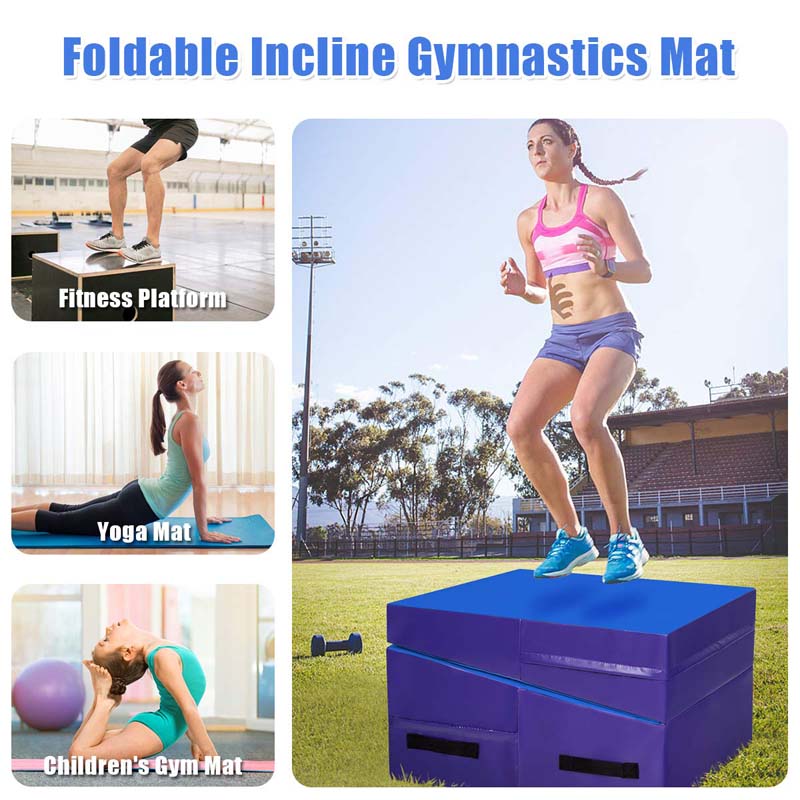 Folding Incline Gymnastics Wedge Mat with Carrying Handles, Gym Fitness Tumbling Mat for Training Home Exercise Aerobics