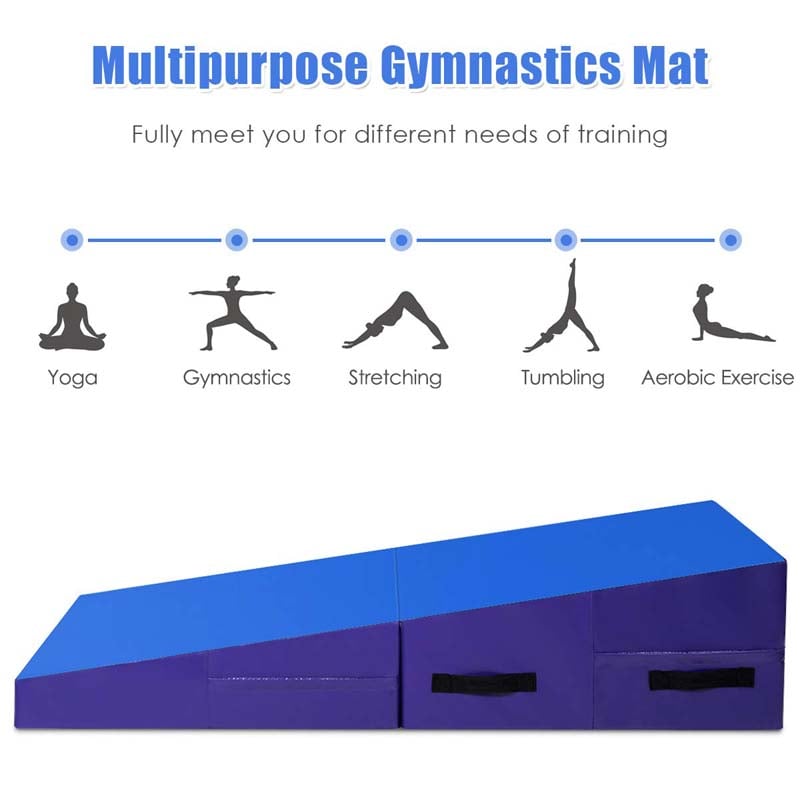 Folding Incline Gymnastics Wedge Mat with Carrying Handles, Gym Fitness Tumbling Mat for Training Home Exercise Aerobics