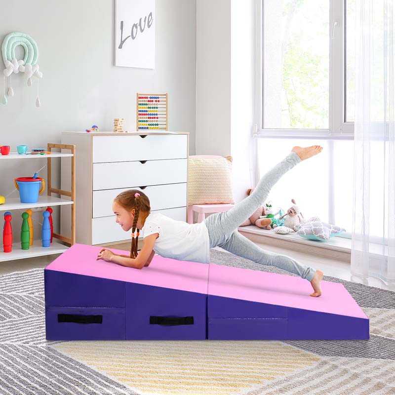Folding Incline Gymnastics Wedge Mat with Carrying Handles, Gym Fitness Tumbling Mat for Training Home Exercise Aerobics